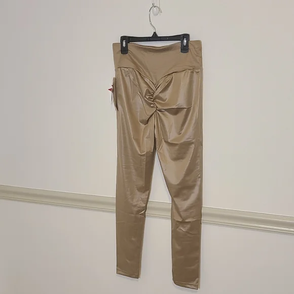 Shosho Golden Tan Shimmer Leggings M NWT - Picture 3 of 5